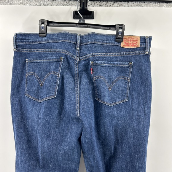 Levi's 505 Jeans Women's 16 Straight Blue Denim Med Wash Distress Lines Casual - Picture 4 of 14